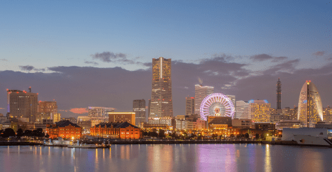 Skyline von Yokohama.