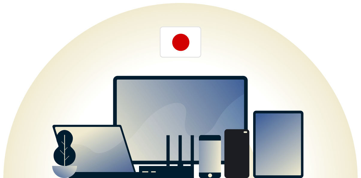Japan-VPN sch&uuml;tzt eine Vielzahl von Ger&auml;ten.