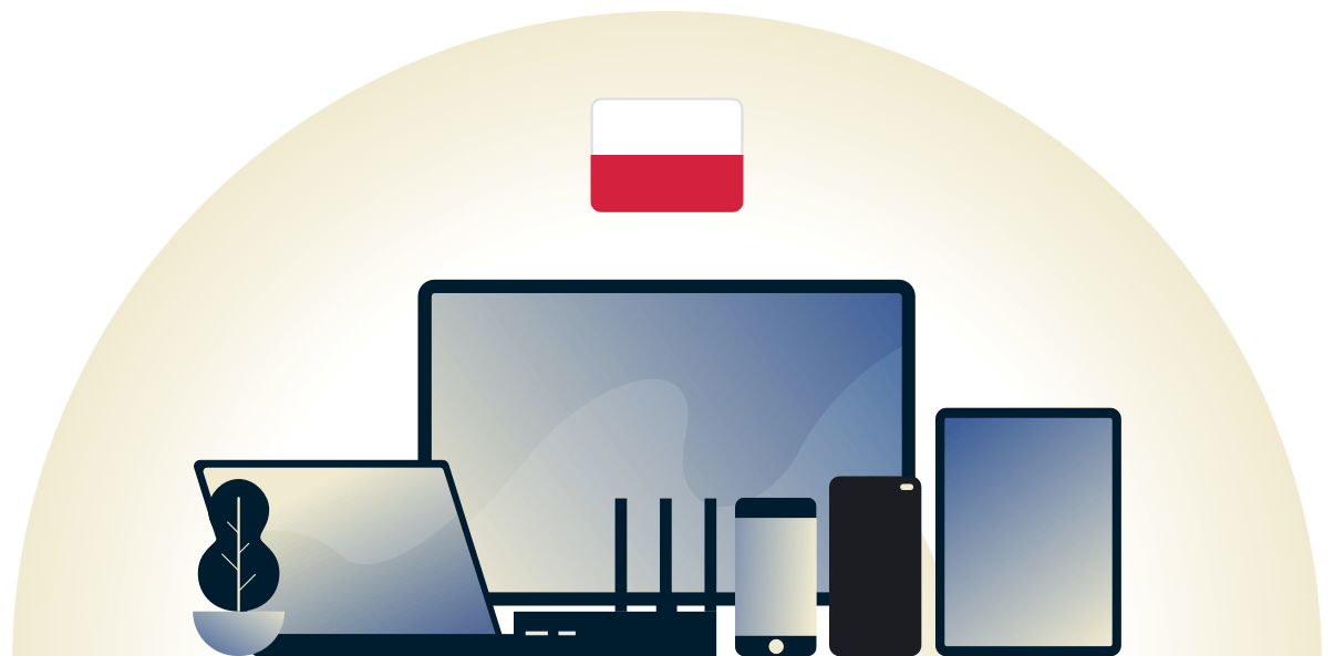VPN per la Polonia che protegge una variet&agrave; di dispositivi.